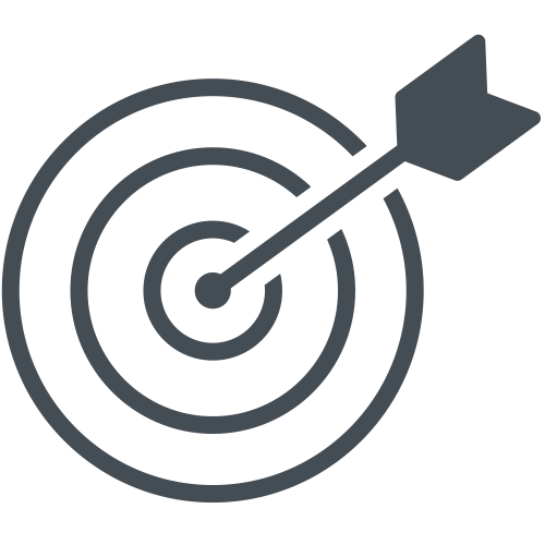 An icon of a target and an arrow hitting bullseye, representing focus