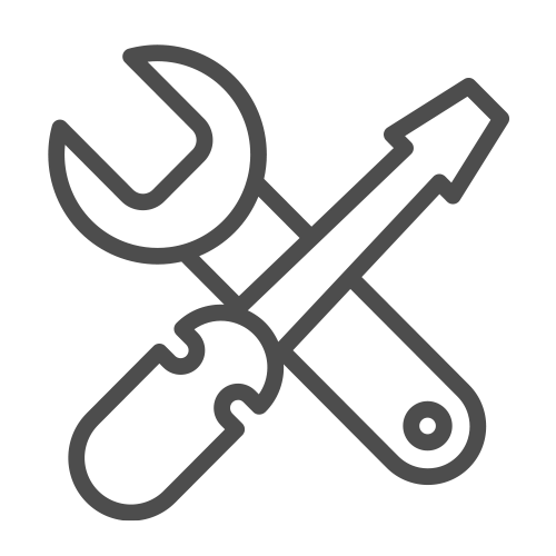 An icon of two tools cross, representing maintenance care